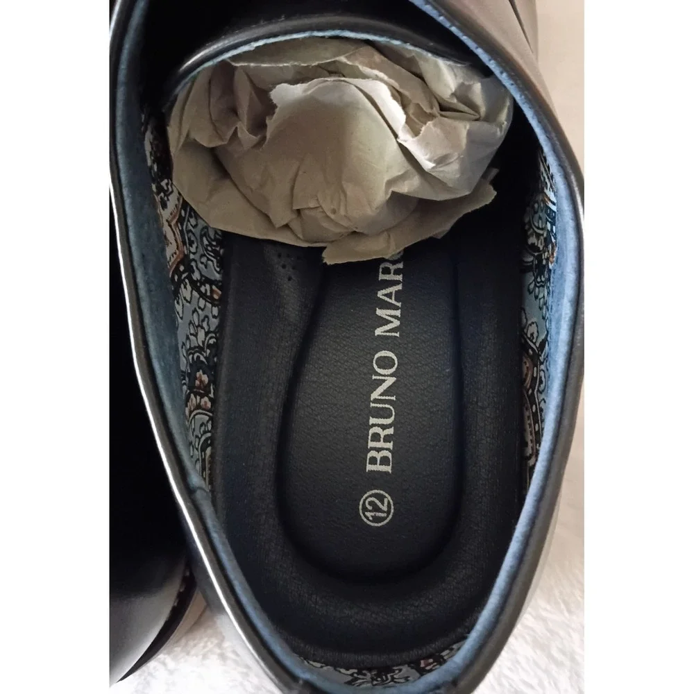 Bruno Marc Louis_2 Men's Black Cap Toe Oxford Dress Shoes Size 12 Formal Lace-Up